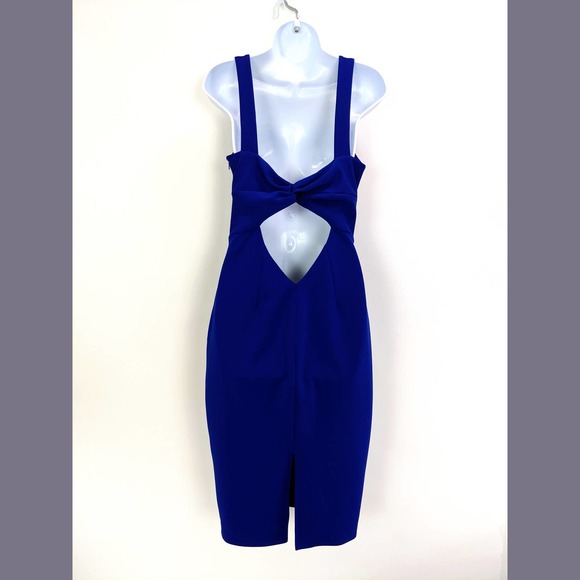 Katie May Size M Zaza Deep V-Neck Sleeveless Cutout-Back Twist Midi Dress Blue - Picture 6 of 12